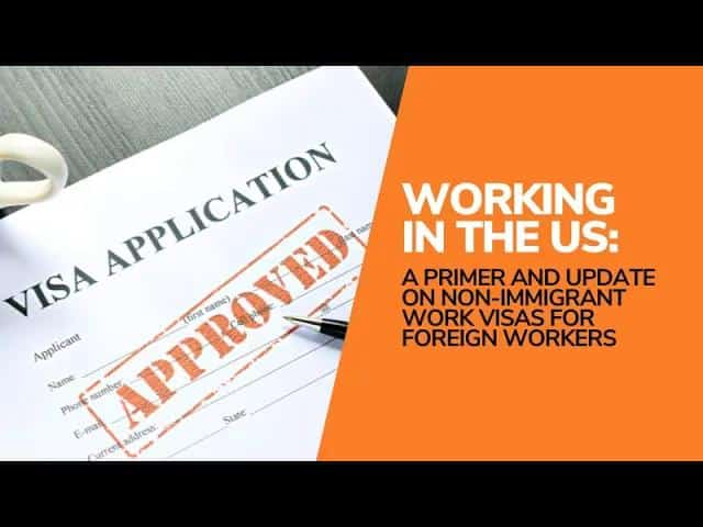 A Primer and Update on Non Immigrant Work Visas for Foreign Workers