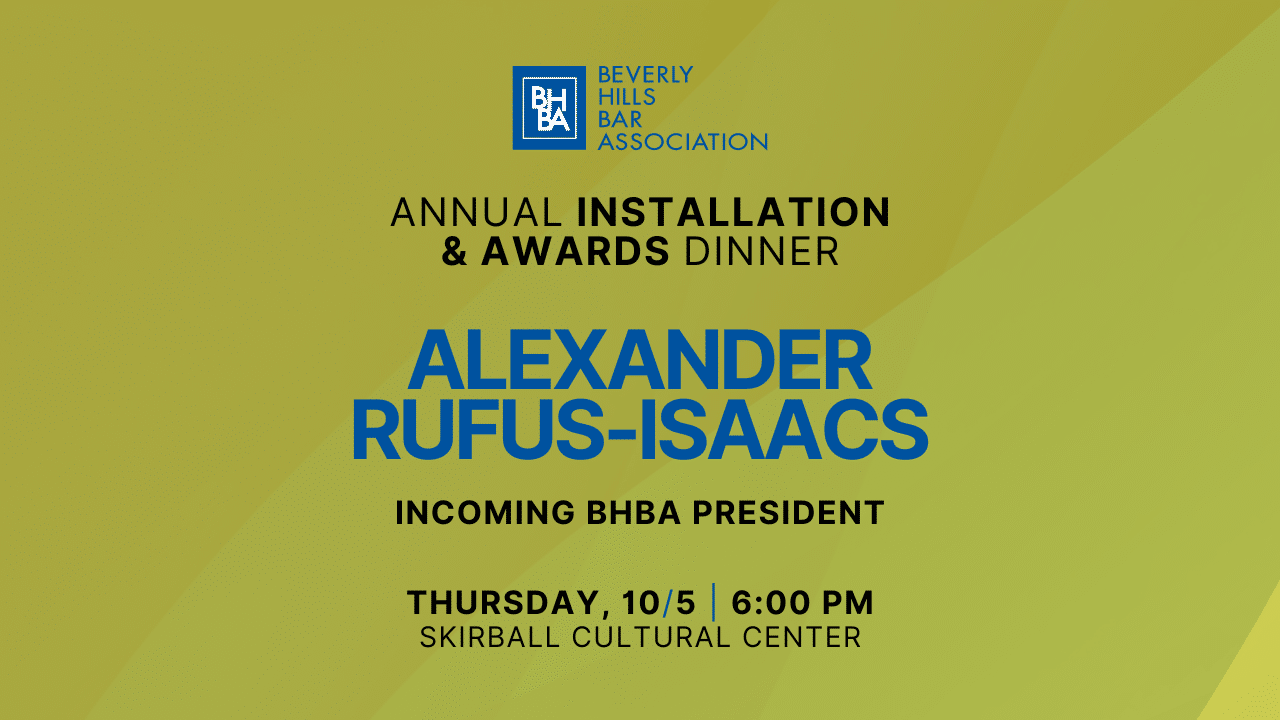 Installation & Awards Dinner – Alexander Rufus-Isaacs to be Installed as BHBA President