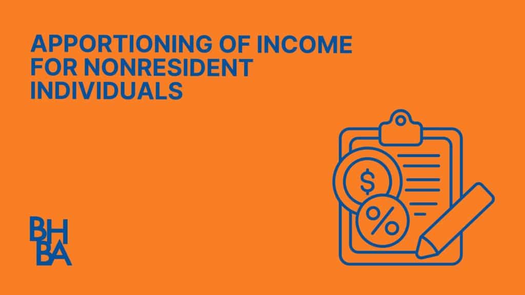 Apportioning of Income for Nonresident Individuals